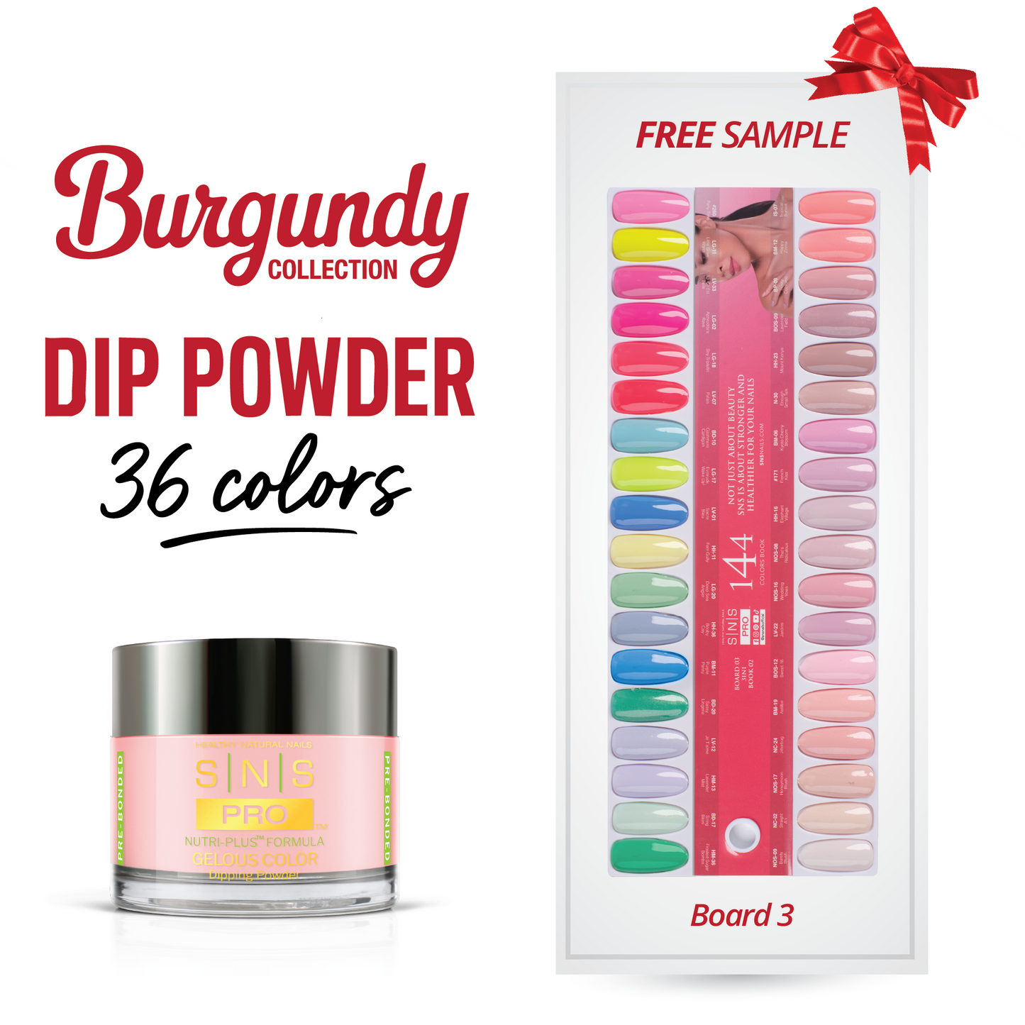 SNS Pro - Burgundy Book Collection - Dipping Powder - 36 Colors Bundle - Board 3