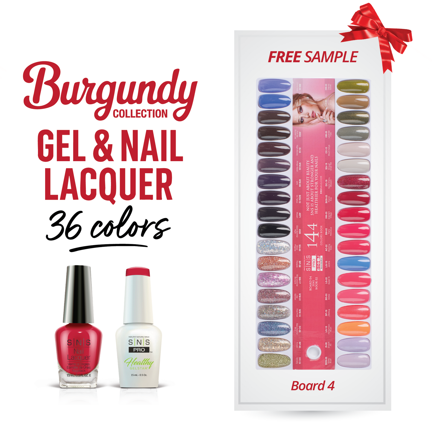 SNS Pro - Burgundy Book Collection - Gel & Lacquer Duo - 36 Colors Bundle - Board 4