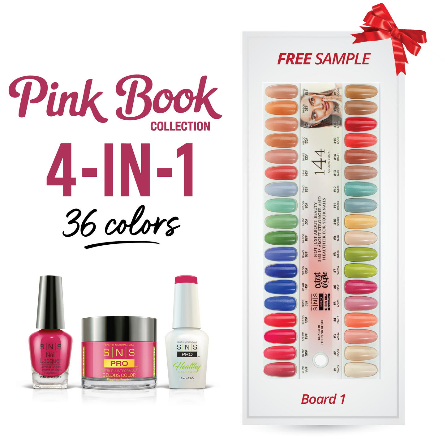 SNS Pro - Pink Book Collection - 4in1 - 36 Colors Bundle - Board 1