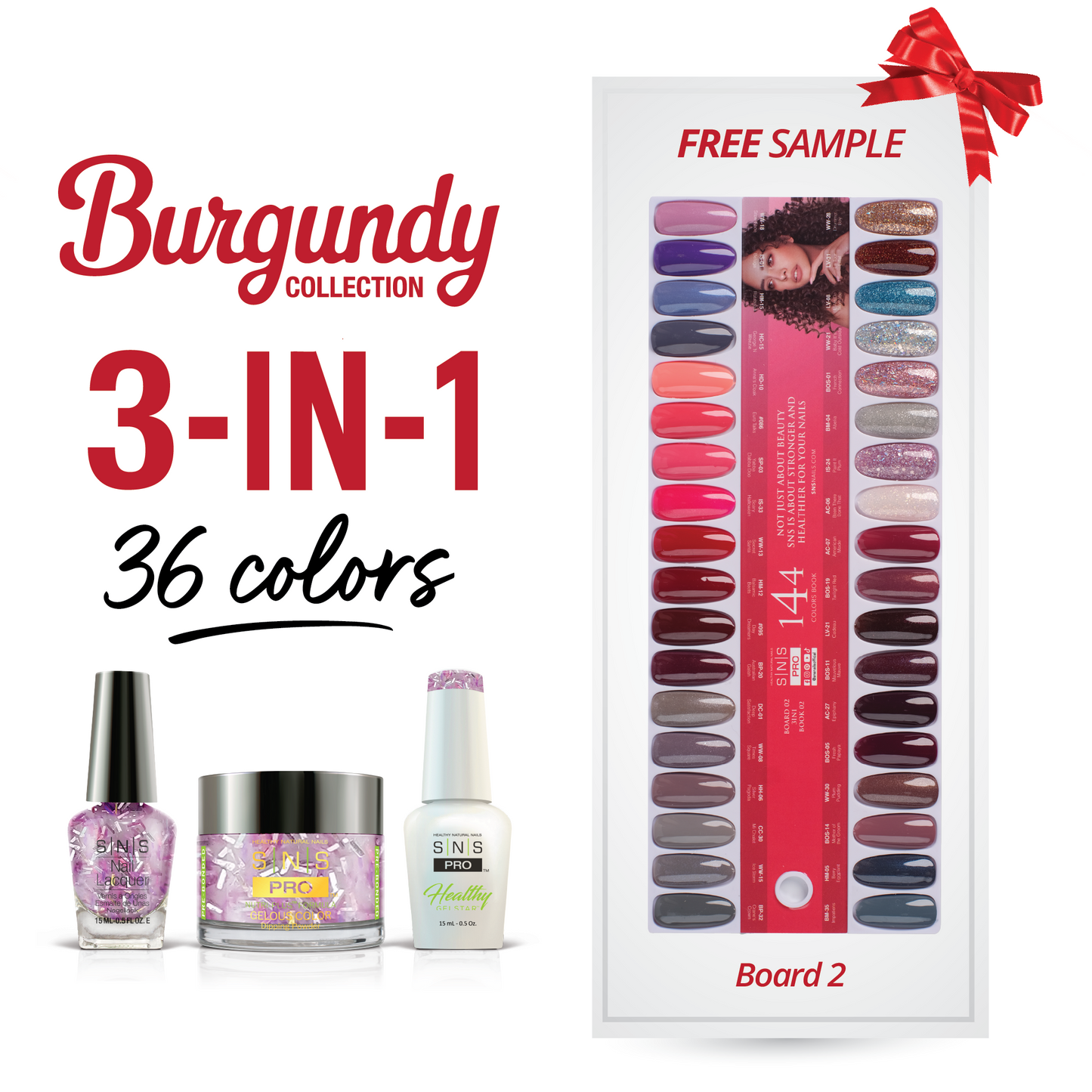 SNS Pro - Burgundy Book Collection - 3in1 - 36 Colors Bundle - Board 2