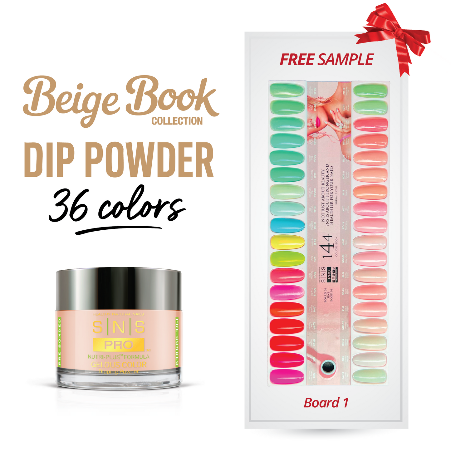 SNS Pro - Beige Book Collection - Dipping Powder - 36 Colors Bundle - Board 1