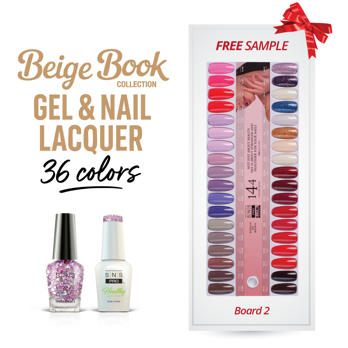 SNS Pro - Beige Book Collection - Gel & Lacquer Duo - 36 Colors Bundle - Board 2