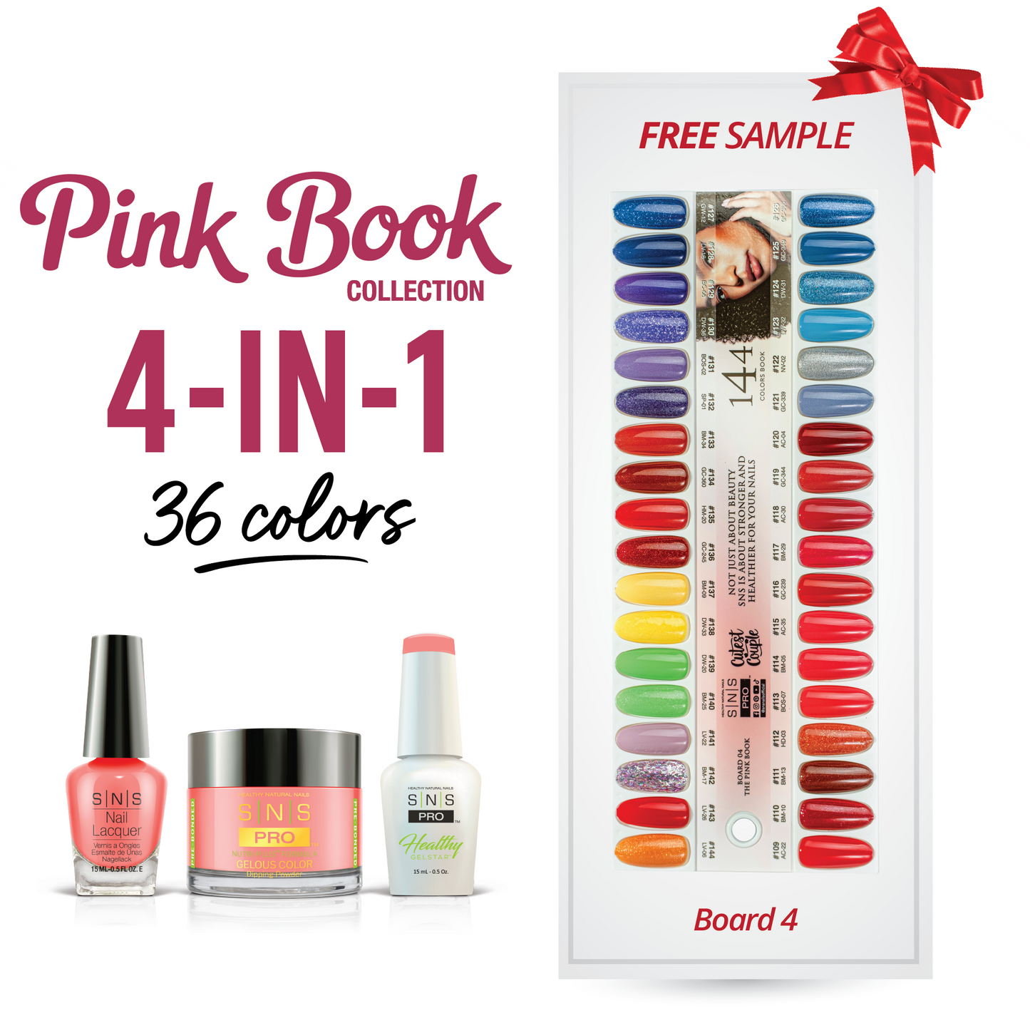 SNS Pro - Pink Book Collection - 4in1 - 36 Colors Bundle - Board 4