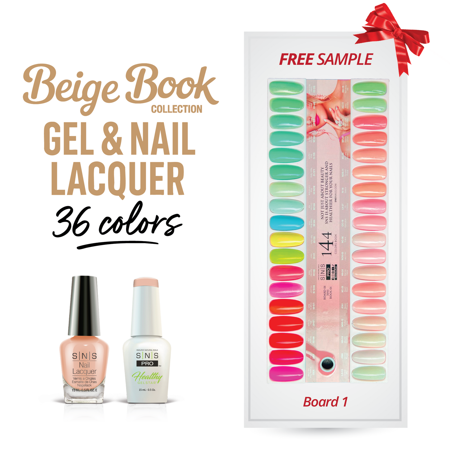 SNS Pro - Beige Book Collection - Gel & Lacquer Duo - 36 Colors Bundle - Board 1