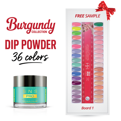 SNS Pro - Burgundy Book Collection - Dipping Powder - 36 Colors Bundle - Board 1