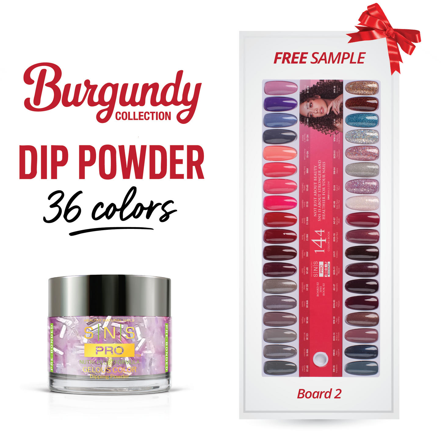 SNS Pro - Burgundy Book Collection - Dipping Powder - 36 Colors Bundle - Board 2