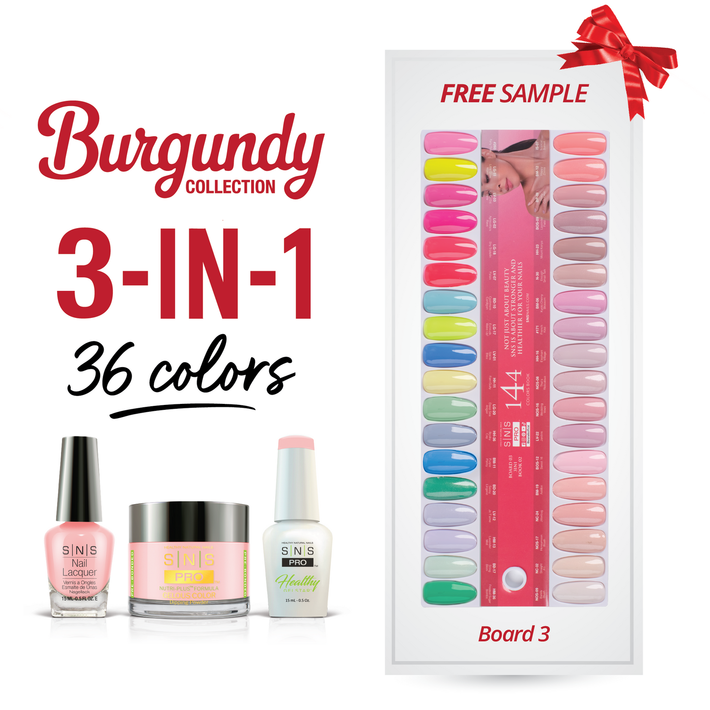 SNS Pro - Burgundy Book Collection - 3in1 - 36 Colors Bundle - Board 3