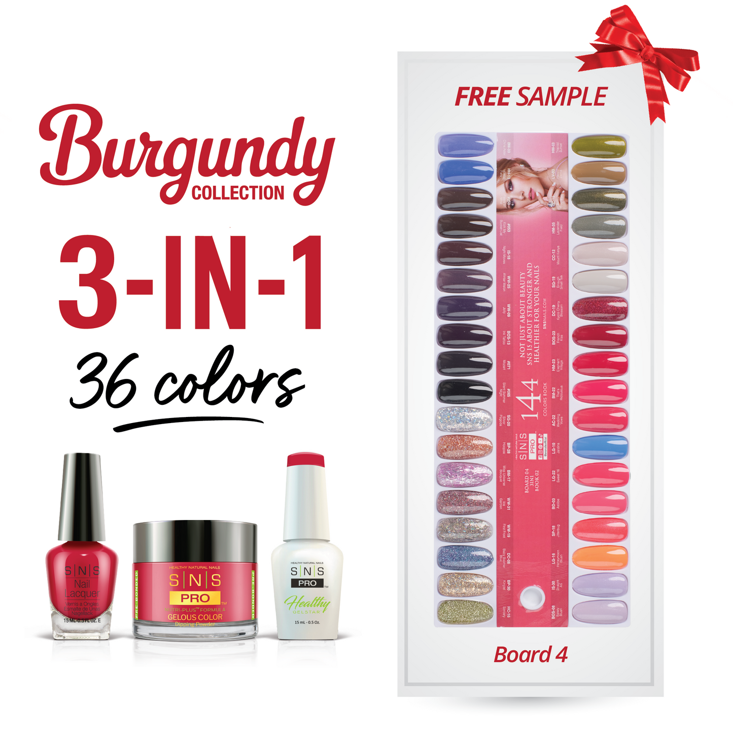 SNS Pro - Burgundy Book Collection - 3in1 - 36 Colors Bundle - Board 4
