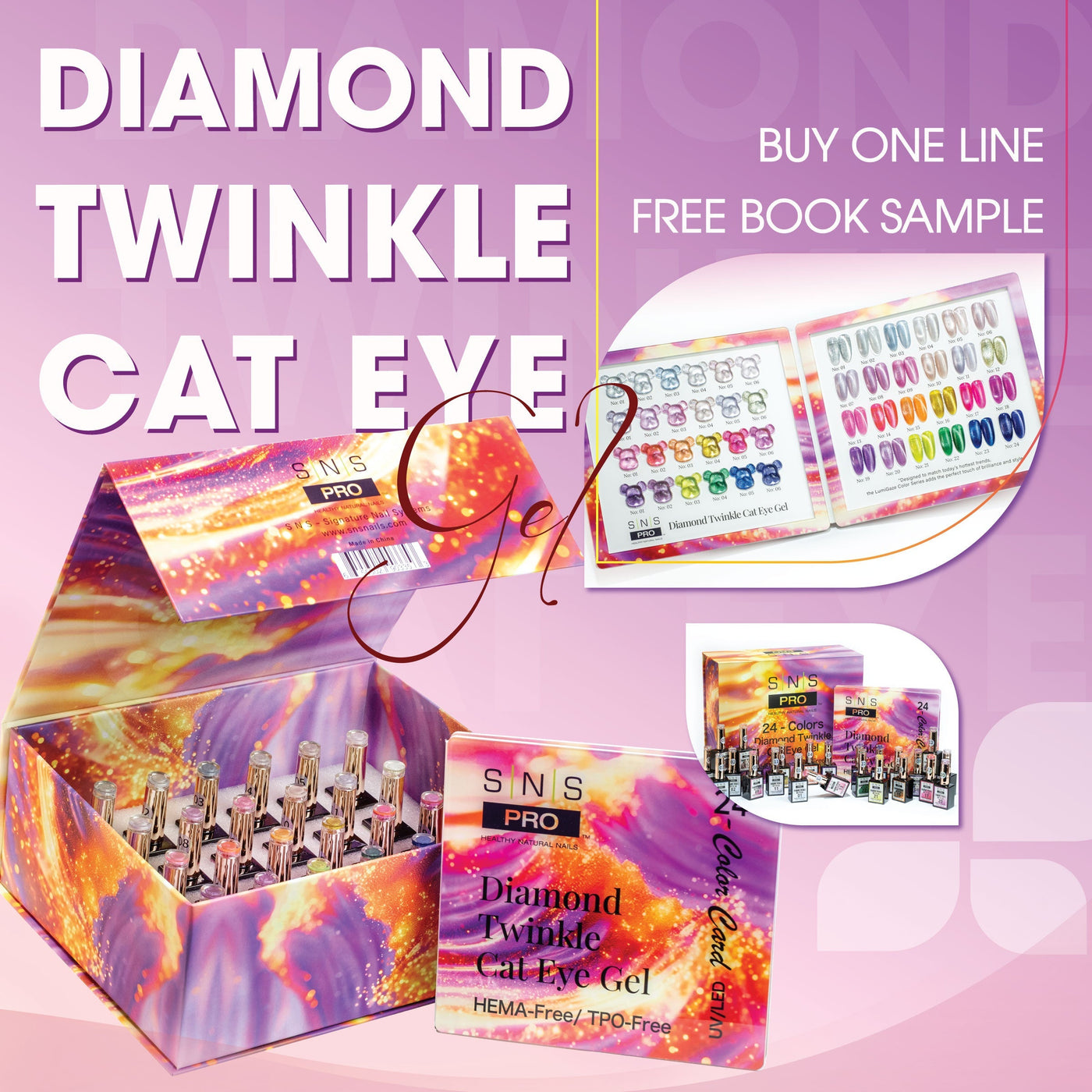 SNS Diamond Twinkle Cat Eye Gel Collection 24 Colors