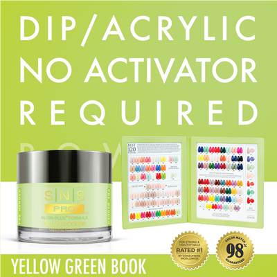 SNS Pro - Yellow Green Book Collection - Dip/Acrylic/No Activator Required Powder - 30  Colors Bundle - Board 4