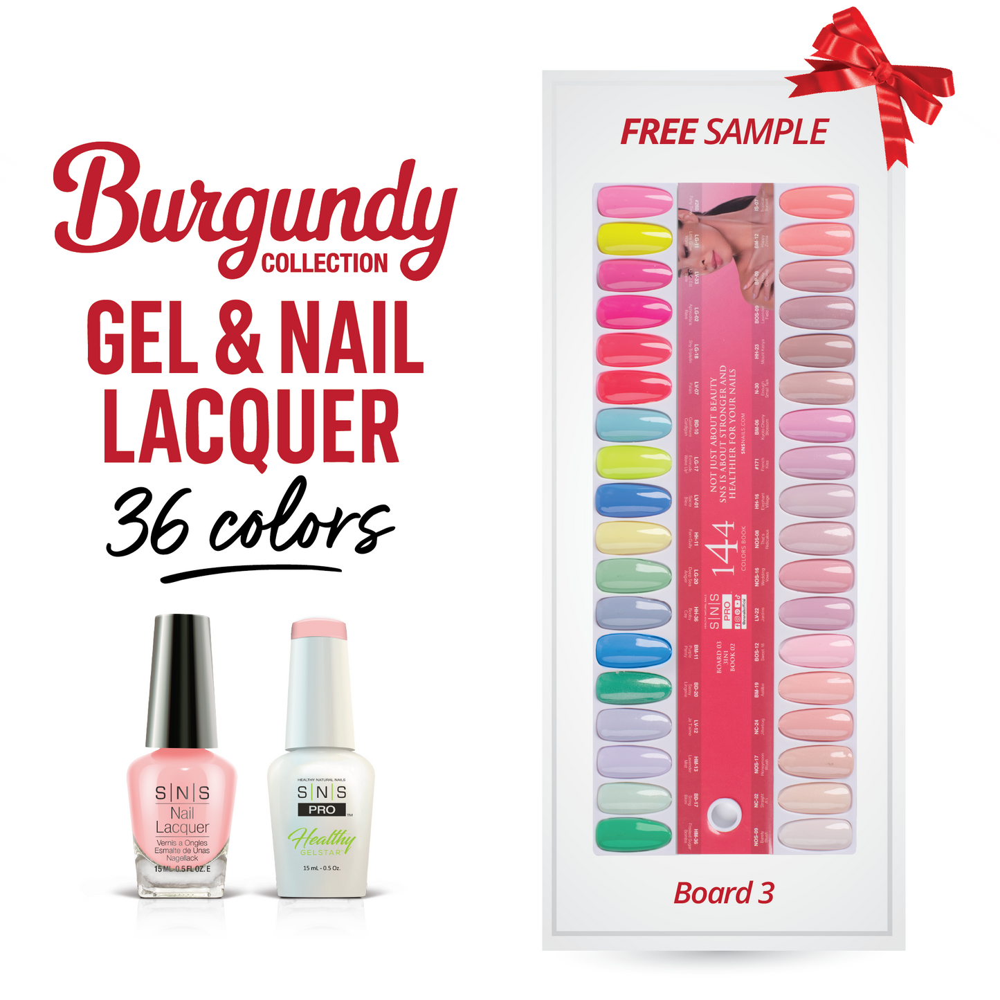 SNS Pro - Burgundy Book Collection - Gel & Lacquer Duo - 36  Colors Bundle - Board 3