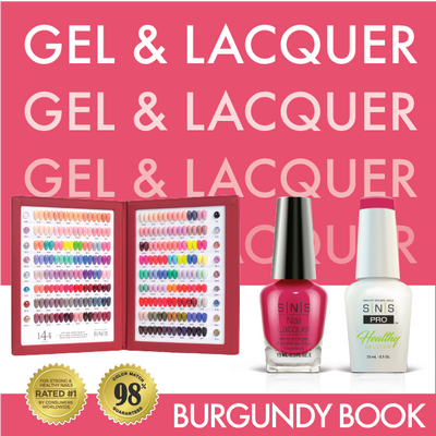 SNS Pro - Burgundy Book Collection - Gel & Lacquer Duo - 144 Colors Bundle